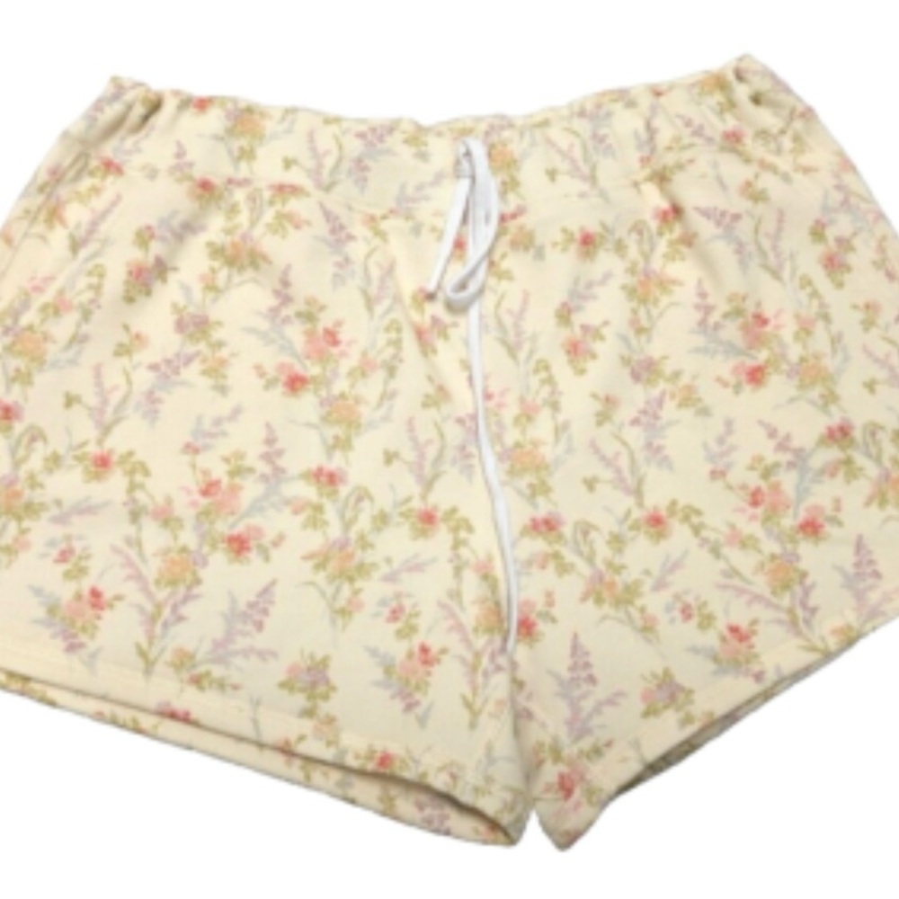 Ralph Lauren floral jersey, knit, drawstring short shorts - size XXL- cottagecor